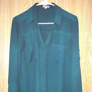 Express green button up blouse